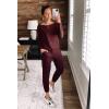 imagePRETTYGARDEN Jumpsuits for Women Dressy 2025 Fall Long Sleeve Off Shoulder Elastic Waist Rompers One Piece Travel OutfitsWine Red