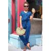 imagePRETTYGARDEN Jumpsuits for Women Dressy 2025 Summer Casual Short Sleeve Romper Spring Airport Beach Vacation Travel OutfitsGrey Blue