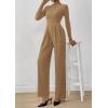 imagePRETTYGARDEN Long Sleeve Jumpsuit for Women Dressy Casual 2025 One Piece Mock Neck Jumpsuits Rompers Fall Outfits PocketsCamel