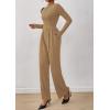 imagePRETTYGARDEN Long Sleeve Jumpsuit for Women Dressy Casual 2025 One Piece Mock Neck Jumpsuits Rompers Fall Outfits PocketsCamel