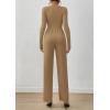 imagePRETTYGARDEN Long Sleeve Jumpsuit for Women Dressy Casual 2025 One Piece Mock Neck Jumpsuits Rompers Fall Outfits PocketsCamel