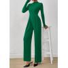 imagePRETTYGARDEN Long Sleeve Jumpsuit for Women Dressy Casual 2025 One Piece Mock Neck Jumpsuits Rompers Fall Outfits PocketsGreen