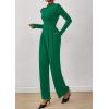 imagePRETTYGARDEN Long Sleeve Jumpsuit for Women Dressy Casual 2025 One Piece Mock Neck Jumpsuits Rompers Fall Outfits PocketsGreen