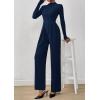 imagePRETTYGARDEN Long Sleeve Jumpsuit for Women Dressy Casual 2025 One Piece Mock Neck Jumpsuits Rompers Fall Outfits PocketsNavy Blue