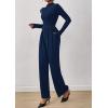 imagePRETTYGARDEN Long Sleeve Jumpsuit for Women Dressy Casual 2025 One Piece Mock Neck Jumpsuits Rompers Fall Outfits PocketsNavy Blue