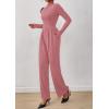 imagePRETTYGARDEN Long Sleeve Jumpsuit for Women Dressy Casual 2025 One Piece Mock Neck Jumpsuits Rompers Fall Outfits PocketsPink
