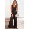 imagePRETTYGARDEN One Piece Jumpsuits 2025 Spring Sleeveless Tank Wide Leg Summer Casual Travel Airport Outfits Pants RompersBrown