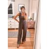 imagePRETTYGARDEN One Piece Jumpsuits 2025 Spring Sleeveless Tank Wide Leg Summer Casual Travel Airport Outfits Pants RompersDark Grey