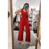 imagePRETTYGARDEN One Piece Jumpsuits 2025 Spring Sleeveless Tank Wide Leg Summer Casual Travel Airport Outfits Pants RompersRed