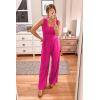 imagePRETTYGARDEN One Piece Jumpsuits 2025 Spring Sleeveless Tank Wide Leg Summer Casual Travel Airport Outfits Pants RompersRose Red