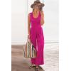 imagePRETTYGARDEN One Piece Jumpsuits 2025 Spring Sleeveless Tank Wide Leg Summer Casual Travel Airport Outfits Pants RompersRose Red