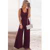 imagePRETTYGARDEN One Piece Jumpsuits 2025 Spring Sleeveless Tank Wide Leg Summer Casual Travel Airport Outfits Pants RompersWine Red