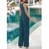 imagePRETTYGARDEN Summer Sleeveless Jumpsuits for Women Dressy Square Neck Wide Leg Pants Knitted One Piece Rompers with PocketsDark Blue
