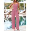 imagePRETTYGARDEN Summer Sleeveless Jumpsuits for Women Dressy Square Neck Wide Leg Pants Knitted One Piece Rompers with PocketsPink