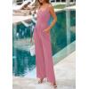 imagePRETTYGARDEN Summer Sleeveless Jumpsuits for Women Dressy Square Neck Wide Leg Pants Knitted One Piece Rompers with PocketsPink