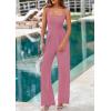 imagePRETTYGARDEN Summer Sleeveless Jumpsuits for Women Dressy Square Neck Wide Leg Pants Knitted One Piece Rompers with PocketsPink