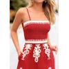 imagePRETTYGARDEN Womens Summer Boho Jumpsuits One Piece Beach Vacation Outfits Spaghetti Strap Wide Leg Pants RompersRed Apricot Floral