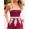 imagePRETTYGARDEN Womens Summer Boho Jumpsuits One Piece Beach Vacation Outfits Spaghetti Strap Wide Leg Pants RompersWine Red Apricot Floral