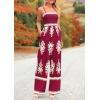 imagePRETTYGARDEN Womens Summer Boho Jumpsuits One Piece Beach Vacation Outfits Spaghetti Strap Wide Leg Pants RompersWine Red Apricot Floral