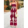 imagePRETTYGARDEN Womens Summer Boho Jumpsuits One Piece Beach Vacation Outfits Spaghetti Strap Wide Leg Pants RompersWine Red Apricot Floral