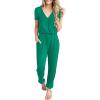imagePRETTYGARDEN Jumpsuits for Women Dressy 2025 Summer Casual Short Sleeve Romper Spring Airport Beach Vacation Travel OutfitsGreen