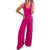 imagePRETTYGARDEN One Piece Jumpsuits 2025 Spring Sleeveless Tank Wide Leg Summer Casual Travel Airport Outfits Pants RompersRose Red