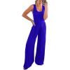 imagePRETTYGARDEN One Piece Jumpsuits 2025 Spring Sleeveless Tank Wide Leg Summer Casual Travel Airport Outfits Pants RompersRoyal Blue