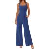 imagePRETTYGARDEN Summer Sleeveless Jumpsuits for Women Dressy Square Neck Wide Leg Pants Knitted One Piece Rompers with PocketsGrey Blue