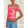 imagePRETTYGARDEN Summer Tops for Women 2025 Off Shoulder Short Sleeve Ruched Slim Fit Shirts Blouses Y2K Going Out TopFloral Pink