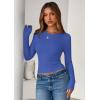 imagePRETTYGARDEN Womens 2025 Summer Fall Long Sleeve Shirts Ribbed Knit Fitted Basic Tee Going Out Tops Underscrub Casual OutfitsBlue