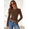 imagePRETTYGARDEN Womens 2025 Summer Fall Long Sleeve Shirts Ribbed Knit Fitted Basic Tee Going Out Tops Underscrub Casual OutfitsBrown