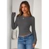 imagePRETTYGARDEN Womens 2025 Summer Fall Long Sleeve Shirts Ribbed Knit Fitted Basic Tee Going Out Tops Underscrub Casual OutfitsCharcoal