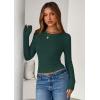 imagePRETTYGARDEN Womens 2025 Summer Fall Long Sleeve Shirts Ribbed Knit Fitted Basic Tee Going Out Tops Underscrub Casual OutfitsDark Green