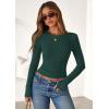 imagePRETTYGARDEN Womens 2025 Summer Fall Long Sleeve Shirts Ribbed Knit Fitted Basic Tee Going Out Tops Underscrub Casual OutfitsDark Green