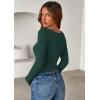 imagePRETTYGARDEN Womens 2025 Summer Fall Long Sleeve Shirts Ribbed Knit Fitted Basic Tee Going Out Tops Underscrub Casual OutfitsDark Green