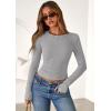 imagePRETTYGARDEN Womens 2025 Summer Fall Long Sleeve Shirts Ribbed Knit Fitted Basic Tee Going Out Tops Underscrub Casual OutfitsGrey