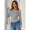 imagePRETTYGARDEN Womens 2025 Summer Fall Long Sleeve Shirts Ribbed Knit Fitted Basic Tee Going Out Tops Underscrub Casual OutfitsGrey