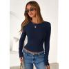 imagePRETTYGARDEN Womens 2025 Summer Fall Long Sleeve Shirts Ribbed Knit Fitted Basic Tee Going Out Tops Underscrub Casual OutfitsNavy Blue