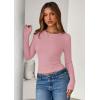 imagePRETTYGARDEN Womens 2025 Summer Fall Long Sleeve Shirts Ribbed Knit Fitted Basic Tee Going Out Tops Underscrub Casual OutfitsPink