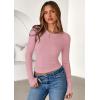 imagePRETTYGARDEN Womens 2025 Summer Fall Long Sleeve Shirts Ribbed Knit Fitted Basic Tee Going Out Tops Underscrub Casual OutfitsPink