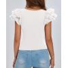 imagePRETTYGARDEN Womens Ruffle Short Sleeve Shirts 2025 Summer Casual Basic Tee Cute Fitted Crew Neck Fashion Tops ClothesWhite