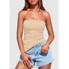 imagePRETTYGARDEN Womens Summer Tube Tops 2025 Trendy Strapless Ruched Going Out Tops Outfits Asymmetrical Bandeau ShirtsApricot
