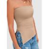 imagePRETTYGARDEN Womens Summer Tube Tops 2025 Trendy Strapless Ruched Going Out Tops Outfits Asymmetrical Bandeau ShirtsApricot