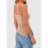 imagePRETTYGARDEN Womens Summer Tube Tops 2025 Trendy Strapless Ruched Going Out Tops Outfits Asymmetrical Bandeau ShirtsApricot
