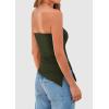 imagePRETTYGARDEN Womens Summer Tube Tops 2025 Trendy Strapless Ruched Going Out Tops Outfits Asymmetrical Bandeau ShirtsArmy Green