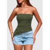 imagePRETTYGARDEN Womens Summer Tube Tops 2025 Trendy Strapless Ruched Going Out Tops Outfits Asymmetrical Bandeau ShirtsArmy Green