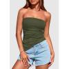 imagePRETTYGARDEN Womens Summer Tube Tops 2025 Trendy Strapless Ruched Going Out Tops Outfits Asymmetrical Bandeau ShirtsArmy Green