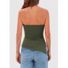 imagePRETTYGARDEN Womens Summer Tube Tops 2025 Trendy Strapless Ruched Going Out Tops Outfits Asymmetrical Bandeau ShirtsArmy Green
