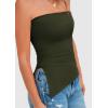 imagePRETTYGARDEN Womens Summer Tube Tops 2025 Trendy Strapless Ruched Going Out Tops Outfits Asymmetrical Bandeau ShirtsArmy Green