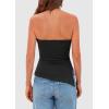 imagePRETTYGARDEN Womens Summer Tube Tops 2025 Trendy Strapless Ruched Going Out Tops Outfits Asymmetrical Bandeau ShirtsBlack